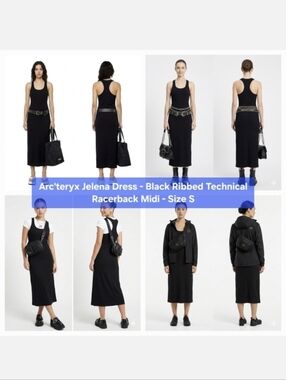 Arc'teryx Jelena Dress - Black Ribbed Technical Racerback Midi Size S